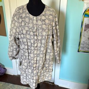 Marketplace cotton linen embroidered polkadot tunic 1W
